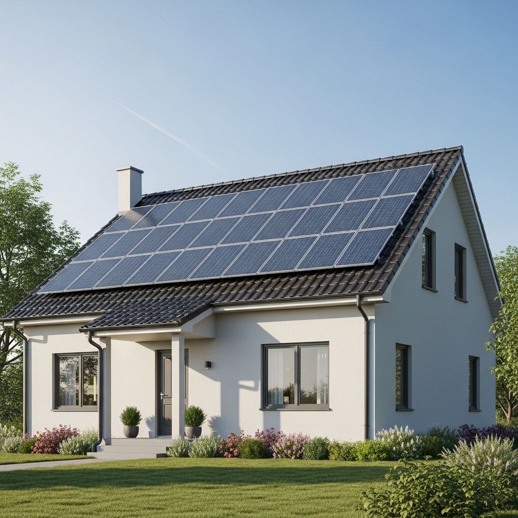 Maison équipée de panneaux solaires